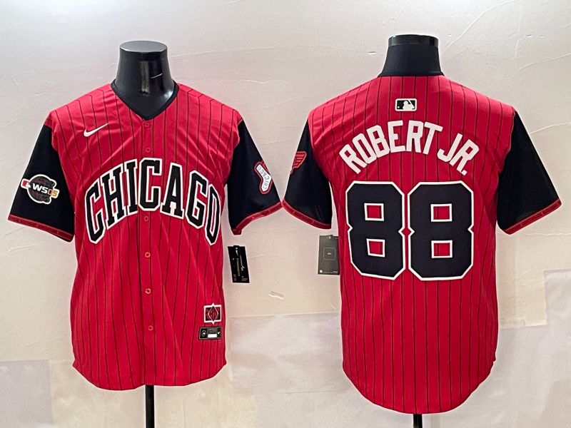 Men Chicago White Sox #88 Robert jr Red Stripe Joint Name 2025 Nike MLB Jersey style 9->chicago white sox->MLB Jersey